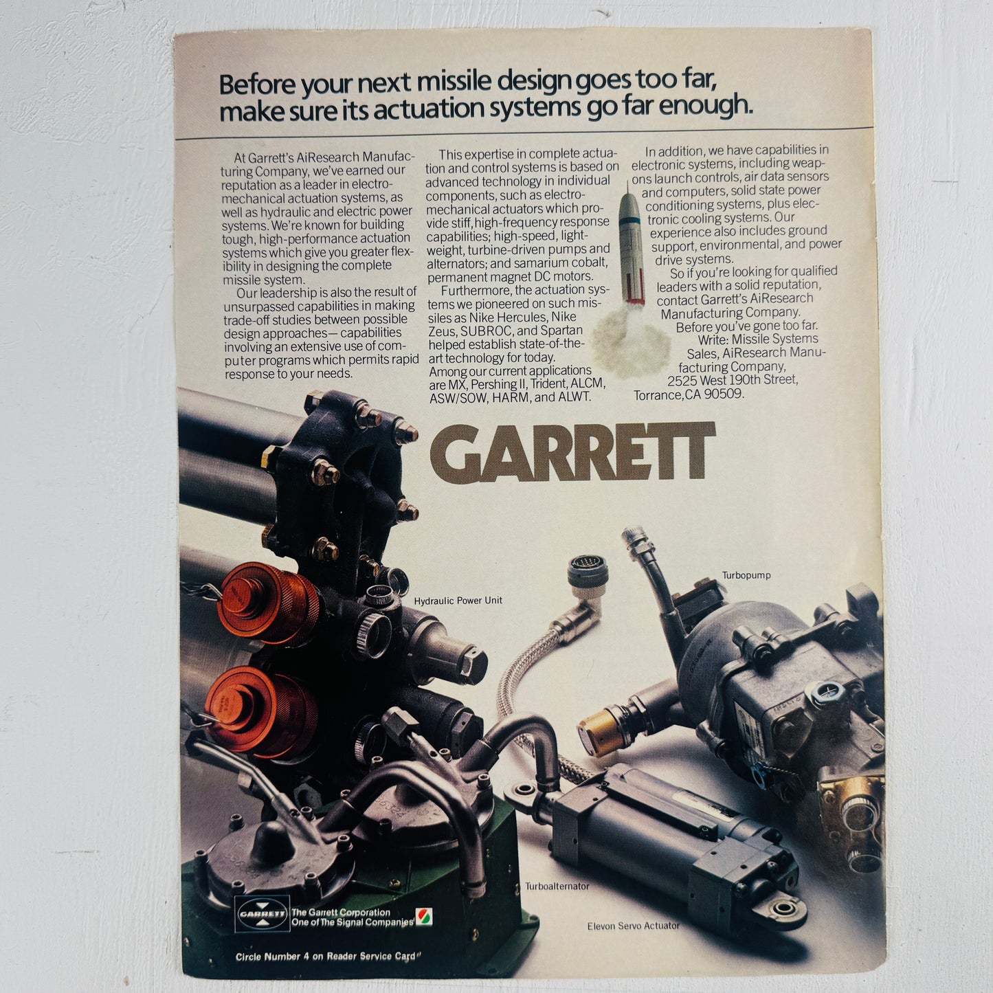 Garrett Missile Actuation Systems