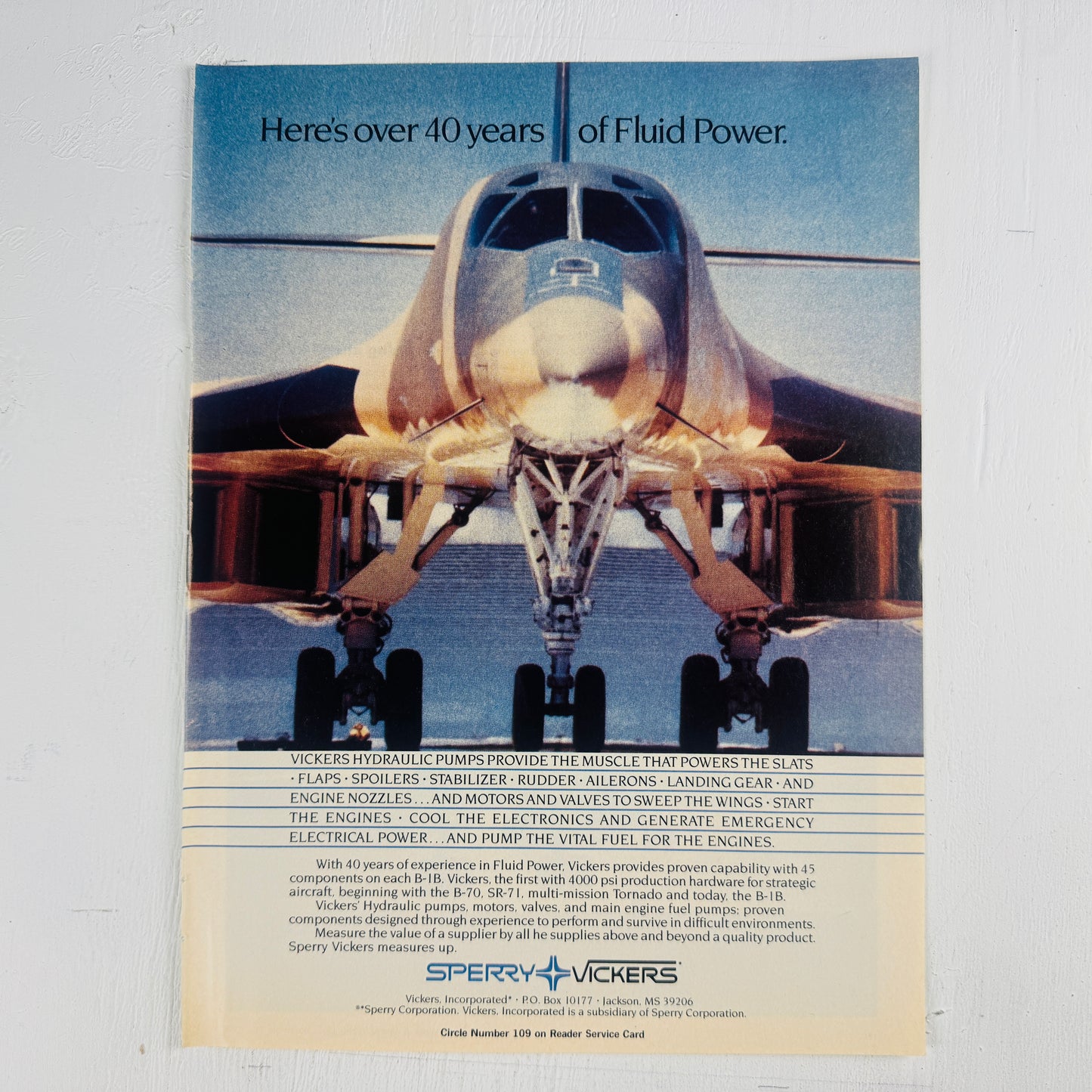 B-1B Sperry Fluid Power