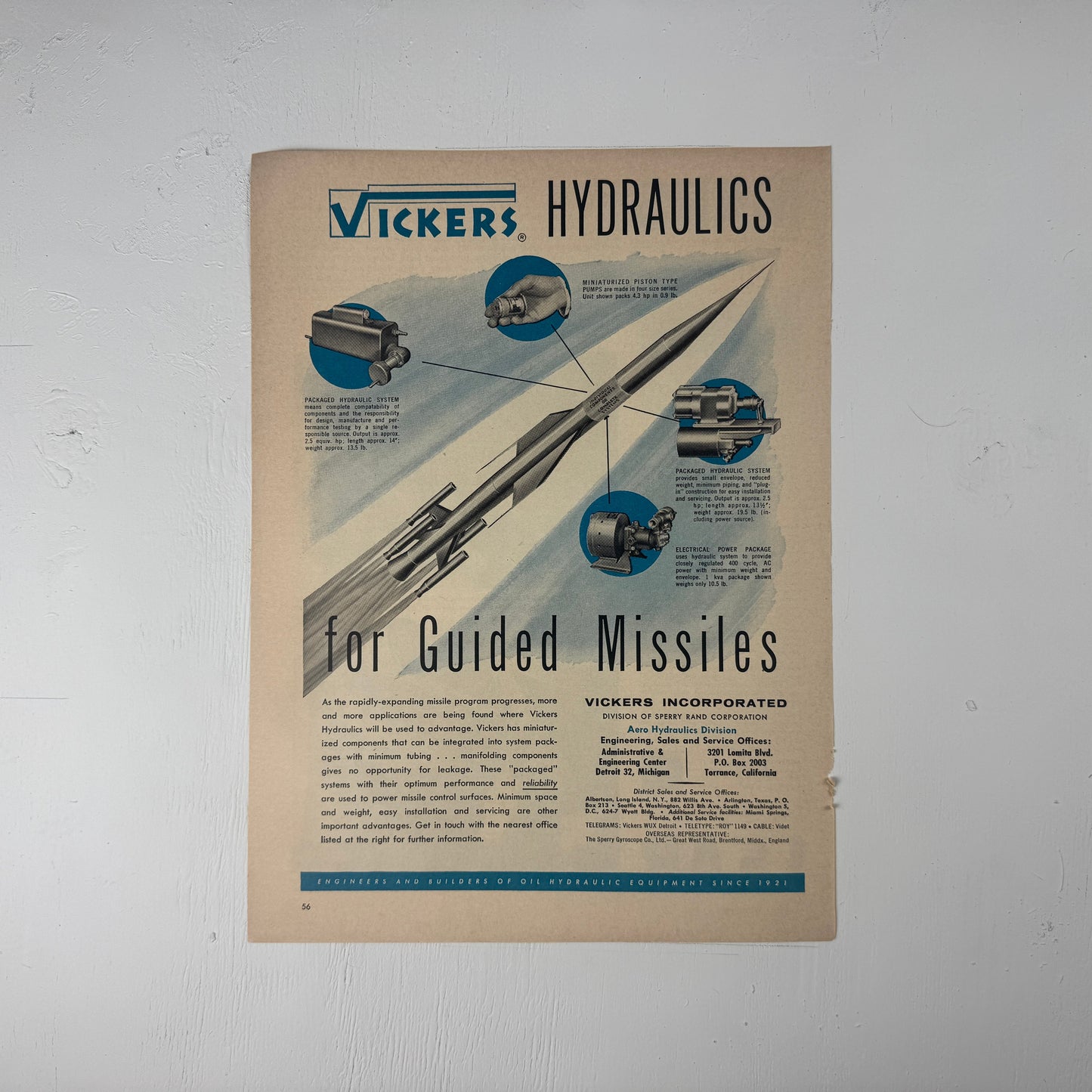 Vickers Guided Missile Hydraulics Ad