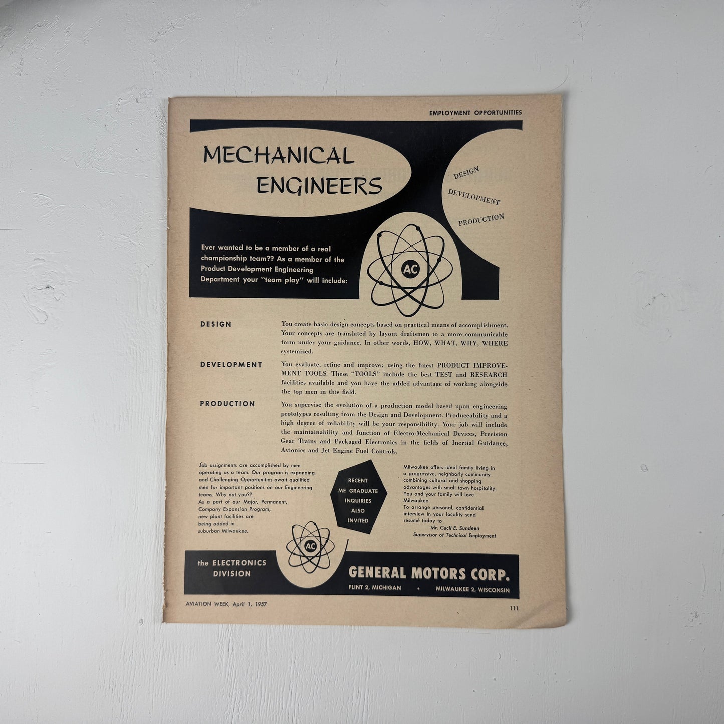 General Motors Mechanical Engineer Recruiting Ad