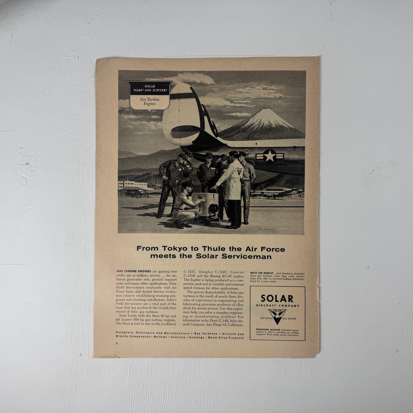 Solar Gas Turbine Mt. Fuji 1957 Ad