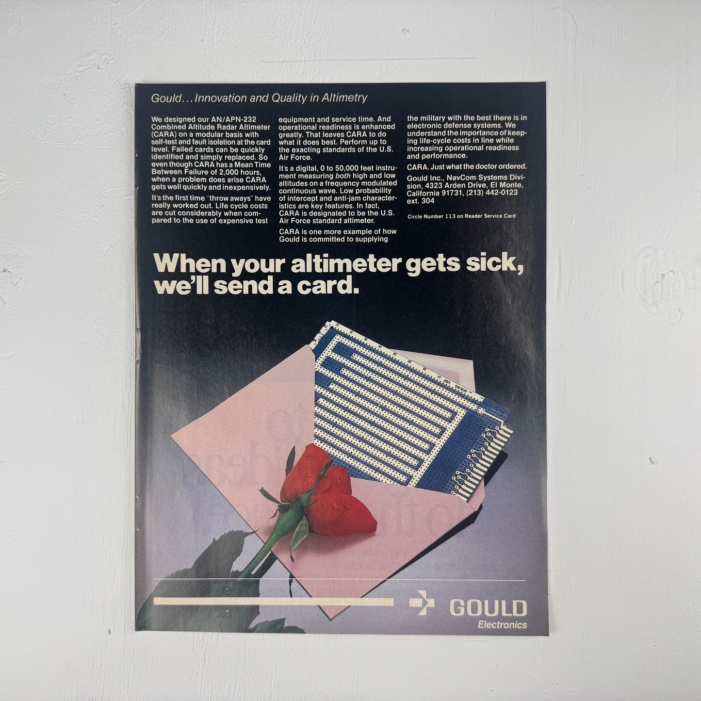 "When your altimeter gets sick, we'll send a card"