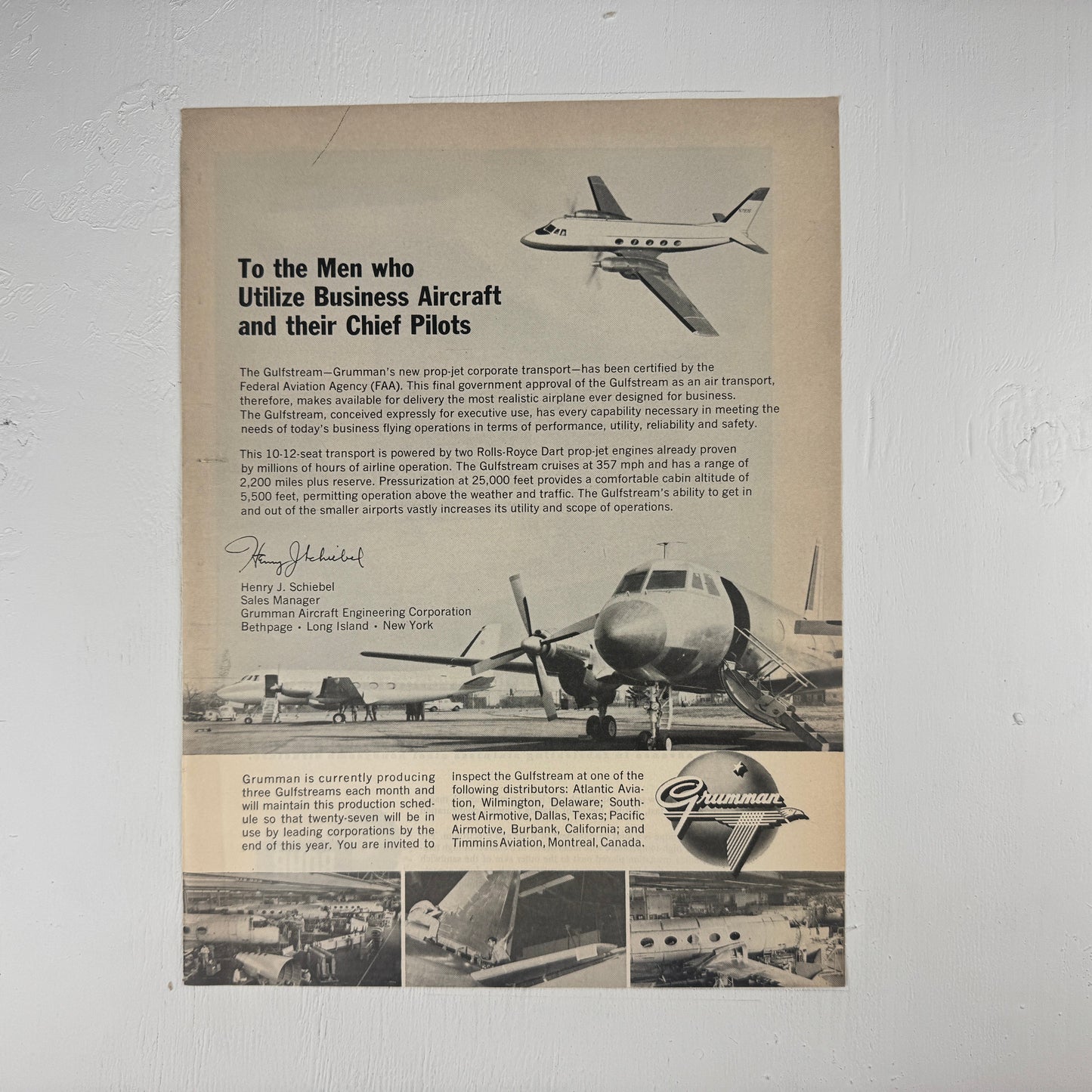 Grumman Gulfstream Business Plane Ad