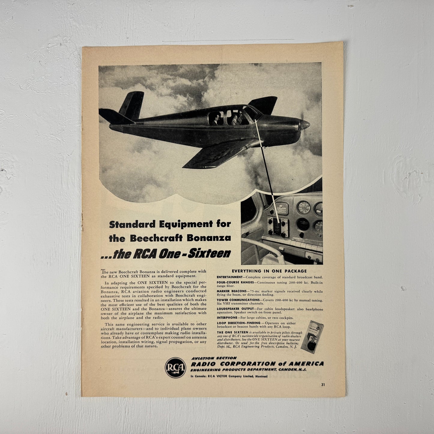 Beechcraft Bonanza RCA Ad
