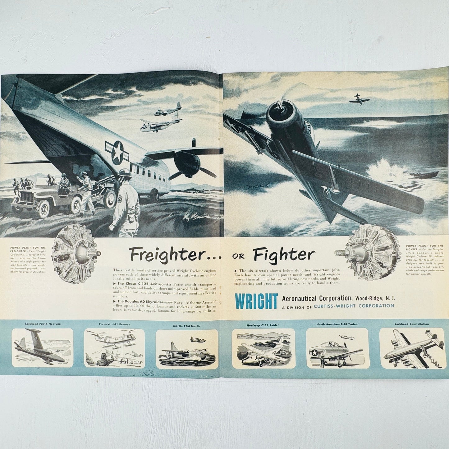 Wright Engines Freighter or Fighter 2-page Ad
