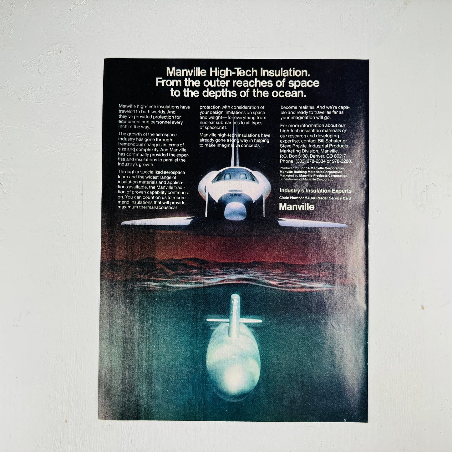 Manville Insulation: Submaring & Space Shuttle