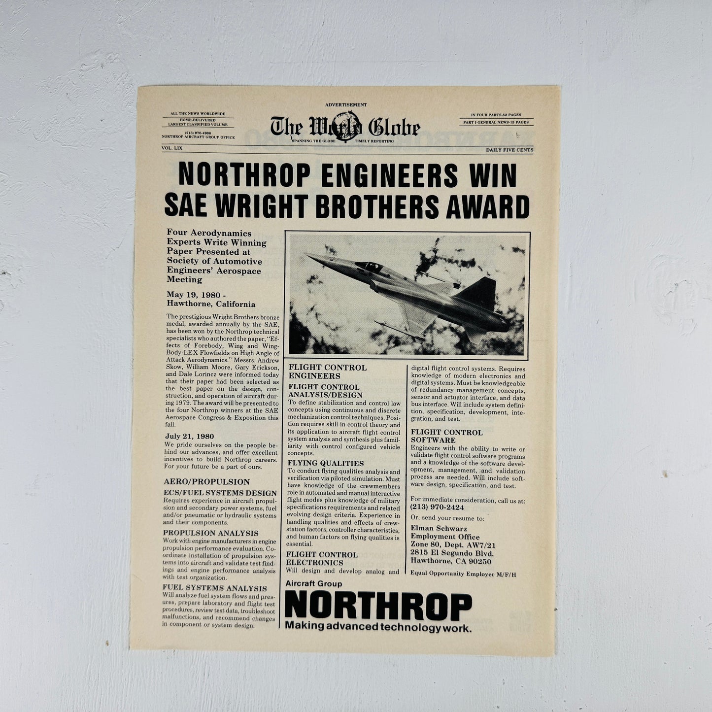 Northrop F-5 SAE Wright Brothers Award
