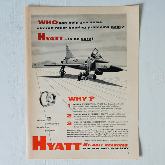 Hyatt Bearings Convair YF-102A Ad