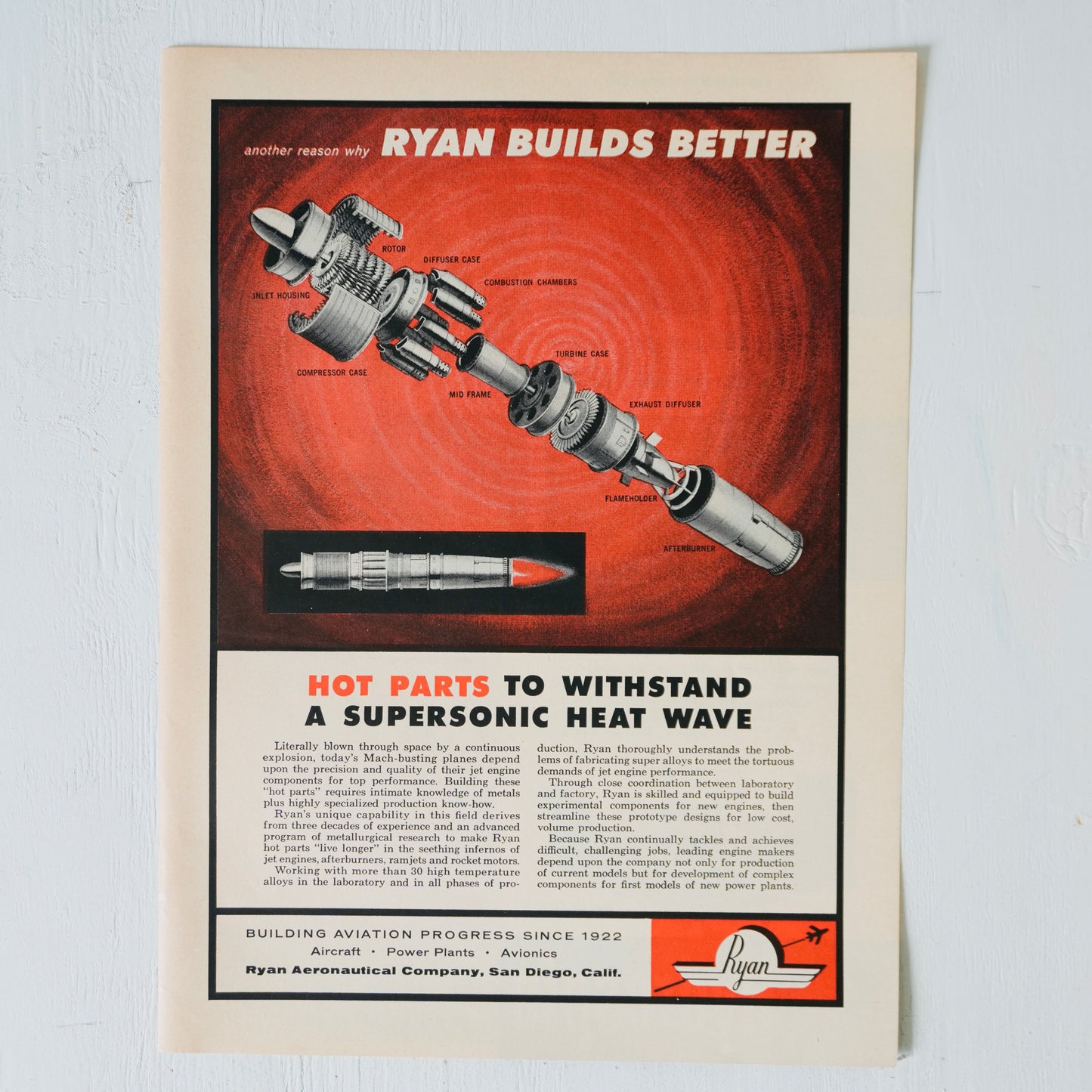 Ryan Aeronautical Hot Parts Jet Engine Ad