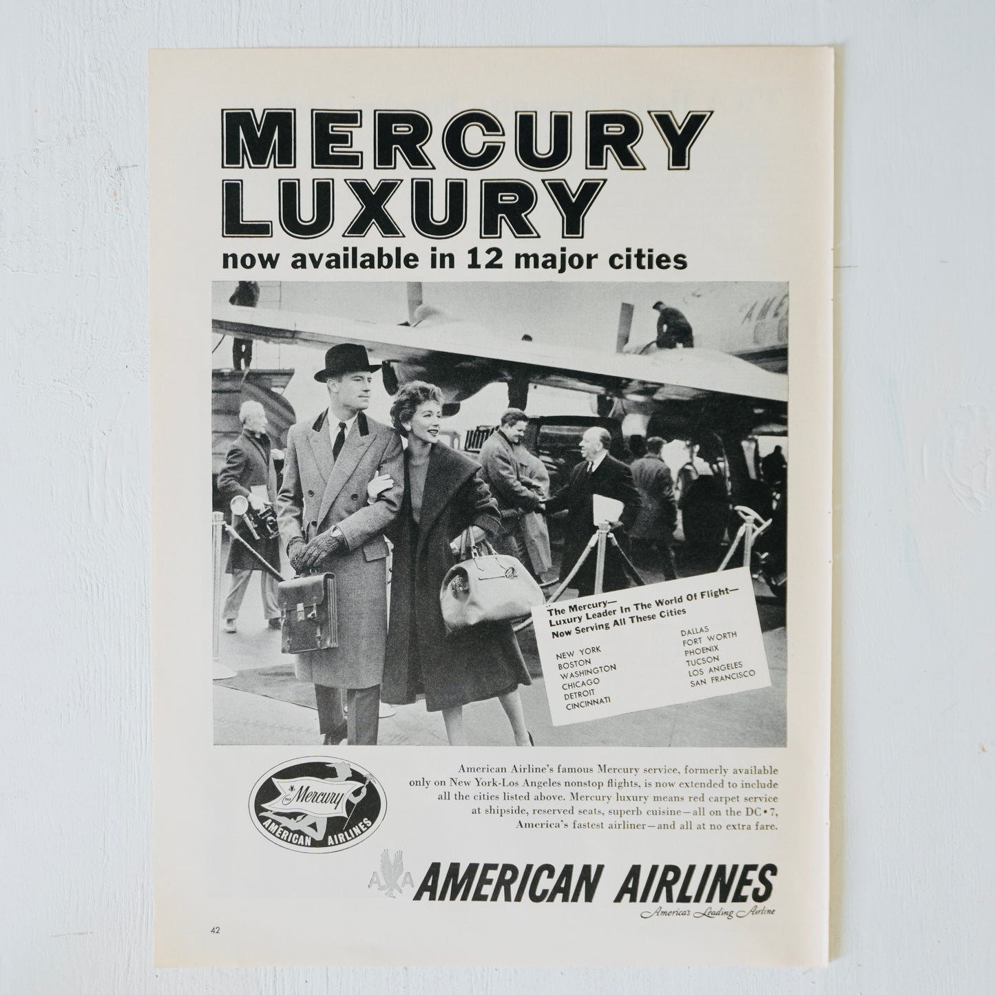 American Airlines Mercury Luxury DC-7 Ad