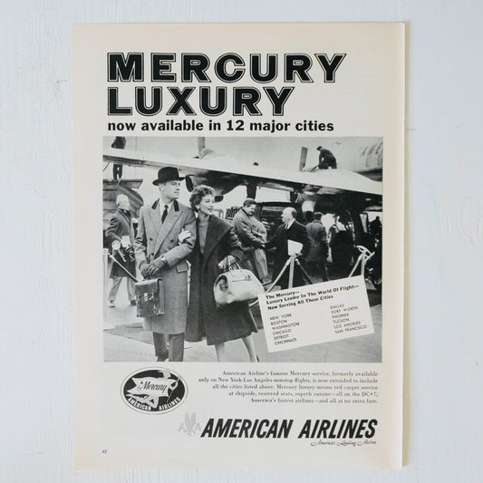 American Airlines Mercury Luxury DC-7 Ad