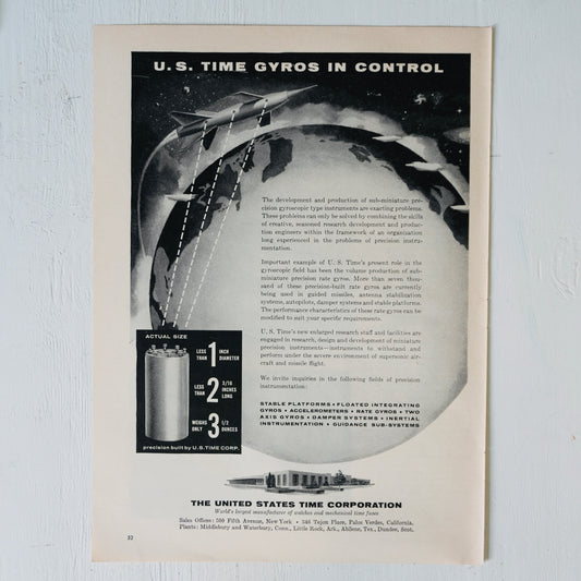U.S. Time Corp Sub-Miniature Gyros Ad