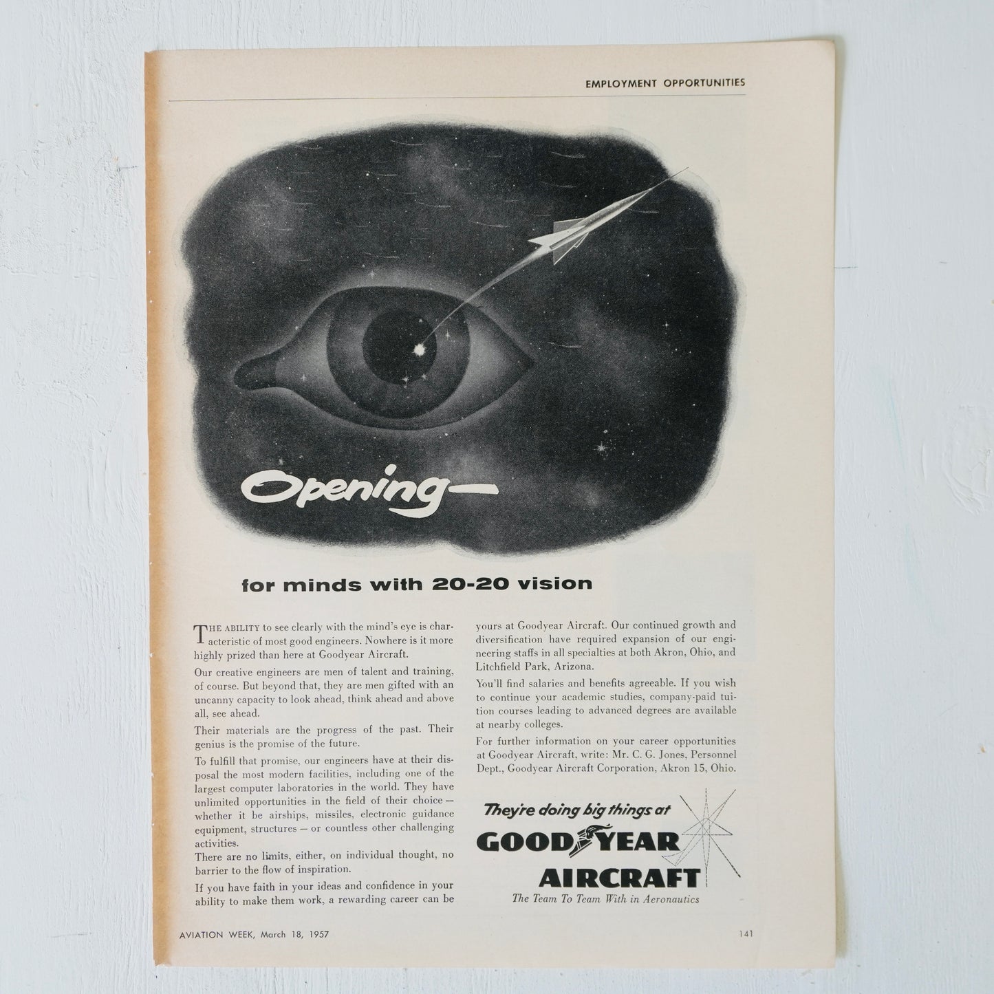 Goodyear Aircraft Opening Recruiting Ad