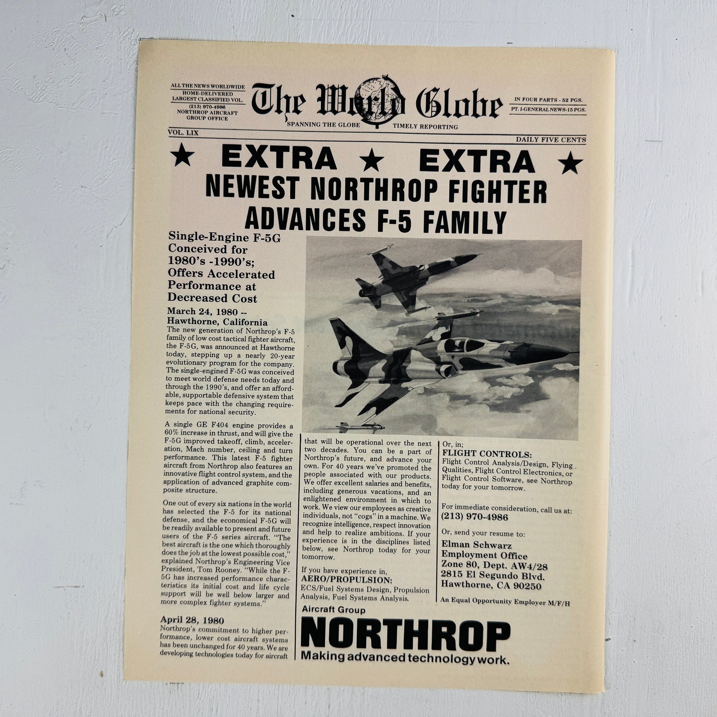 Northrop F-5 Newspaper Ad