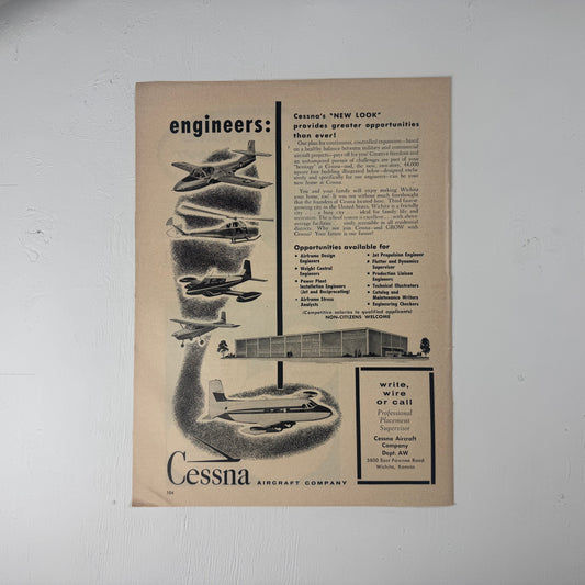Cessna Engineers 50's Recruiting Ad