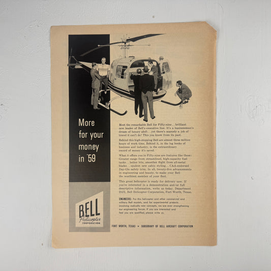 Bell Helicopter "More for you money in '59"