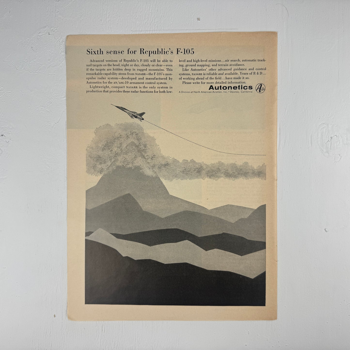 "Sixth Sense for Republic's F-105" Autonetics Ad