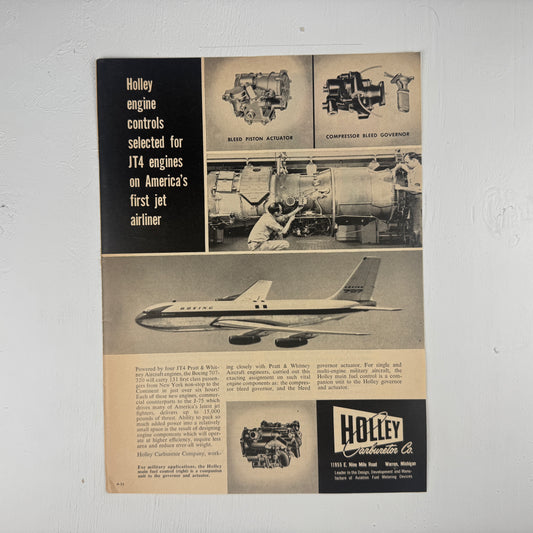 Holley Carb "America's first jet airliner" Ad