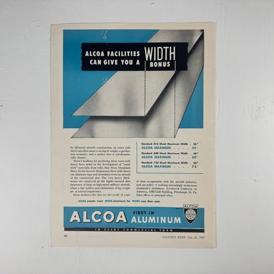 Alcoa Aluminum Width Bonus