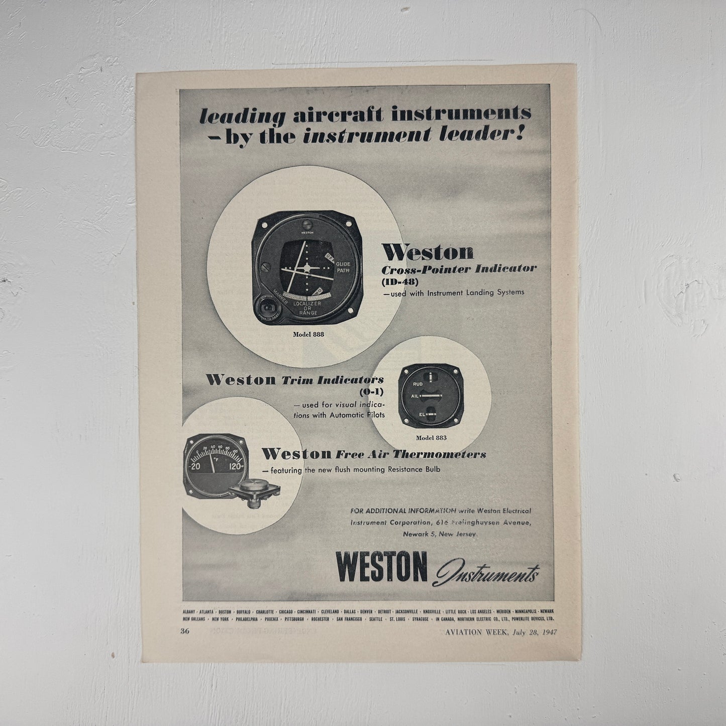 Weston Instruments 1947 Ad