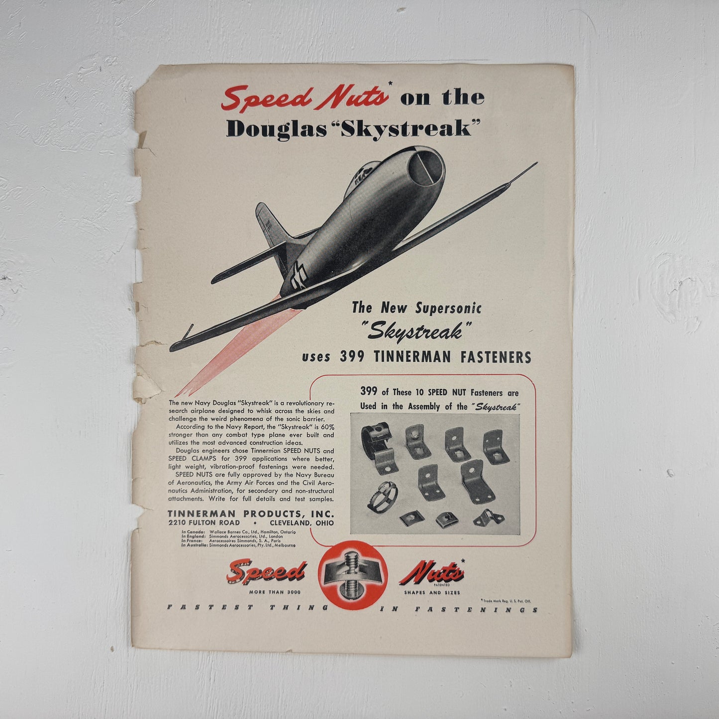 Douglas Skystreak Speed Nuts Ad