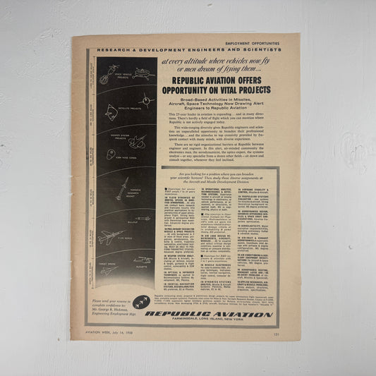 Republic Aviation 1959 Recruiting Ad