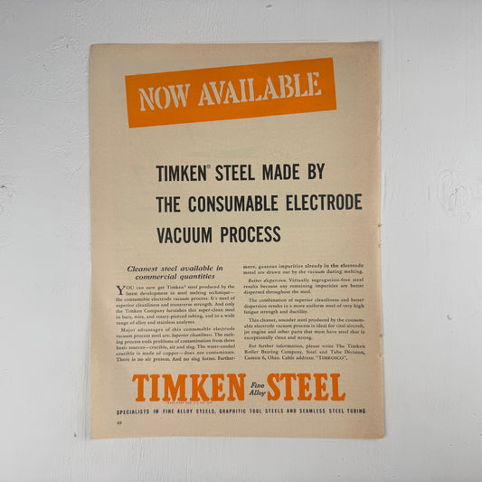 Timken Steel Electrode Vacuum Ad