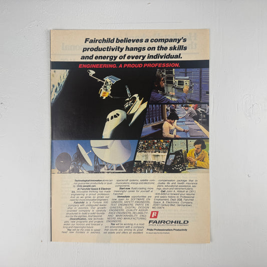 "Engineering. A Proud Profession." Fairchild Ad