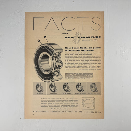 New Departure Bearings Facts 1955 Ad