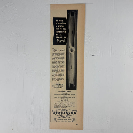Sensich Metal Propeller 1955 Ad