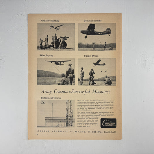 Army Cessnas L-19 1950s Ad