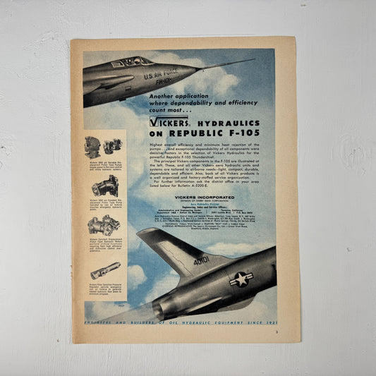 F-105 Thunderchief Vickers Hydrualics Ad