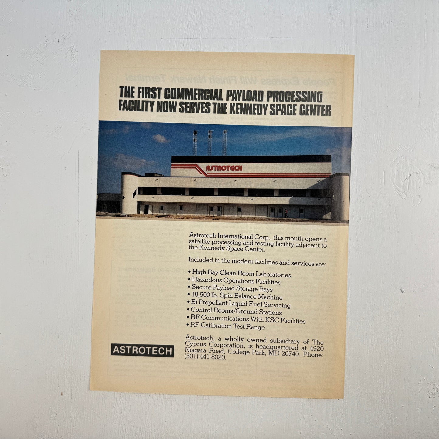 Astrotech Commercial Payload Processing