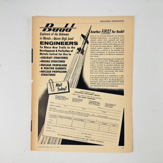Budd Metals Recruiting Ad