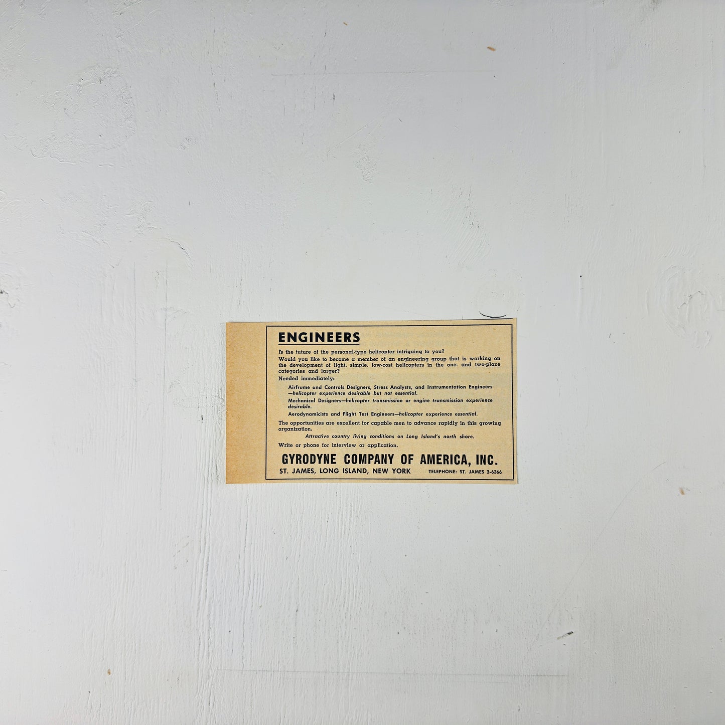 Gyrodyne Recruiting Ad