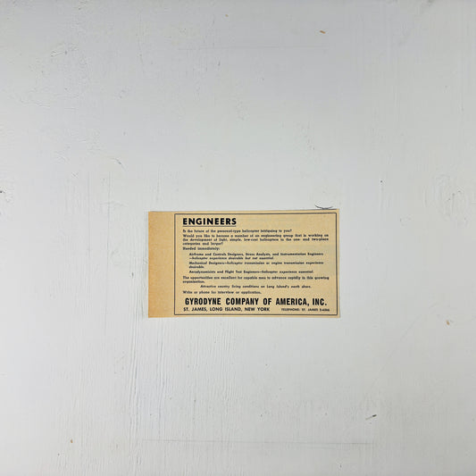 Gyrodyne Recruiting Ad