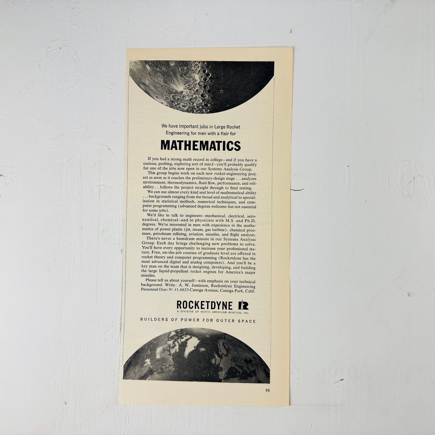 Rocketdyne "Flair for Mathematics" Recruiting Ad