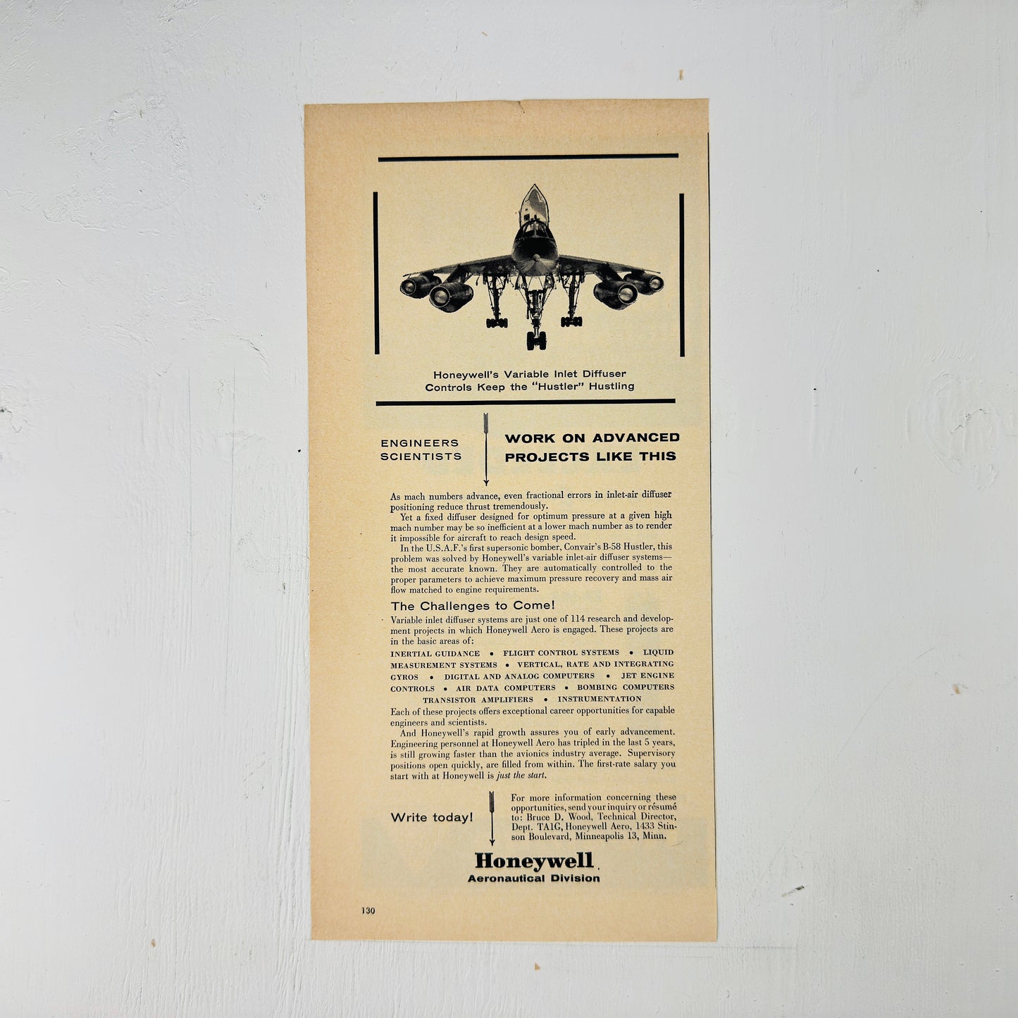 Honeywell B-58 Recruiting Ad