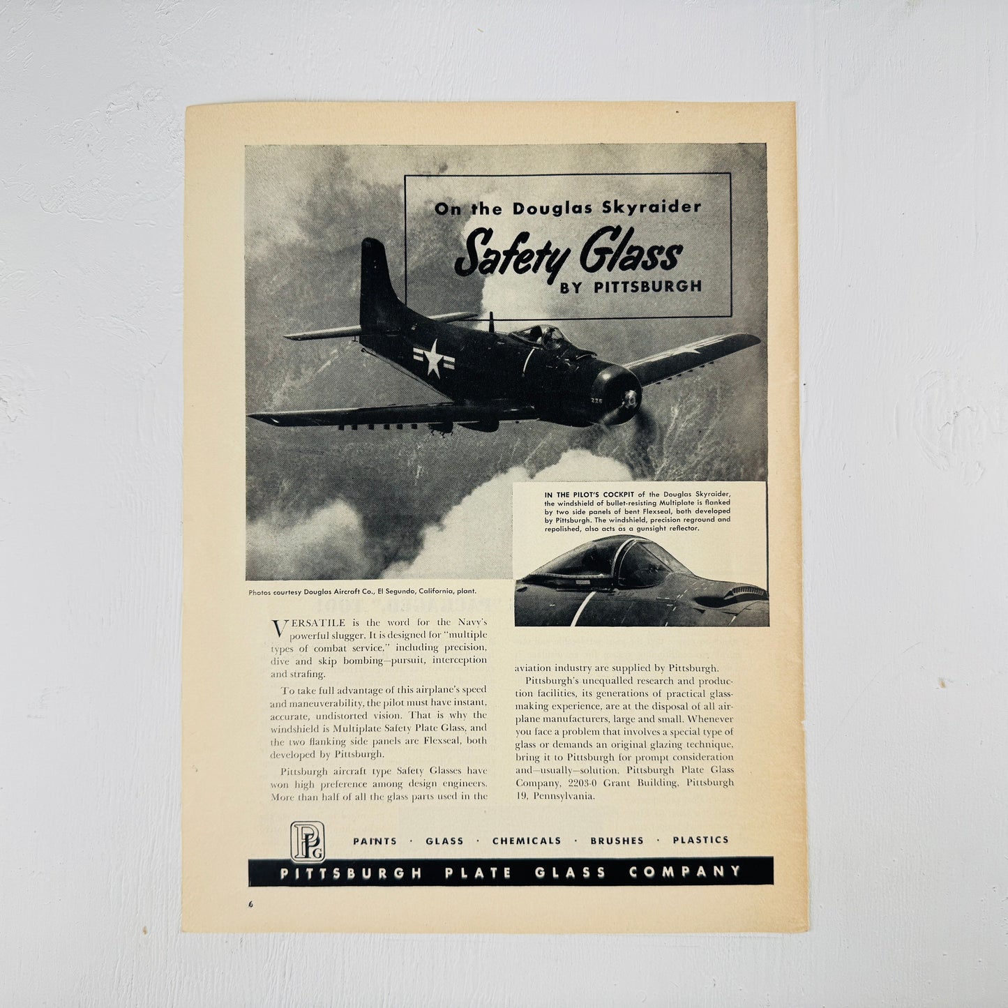 Douglas Skyraider Safety Glass