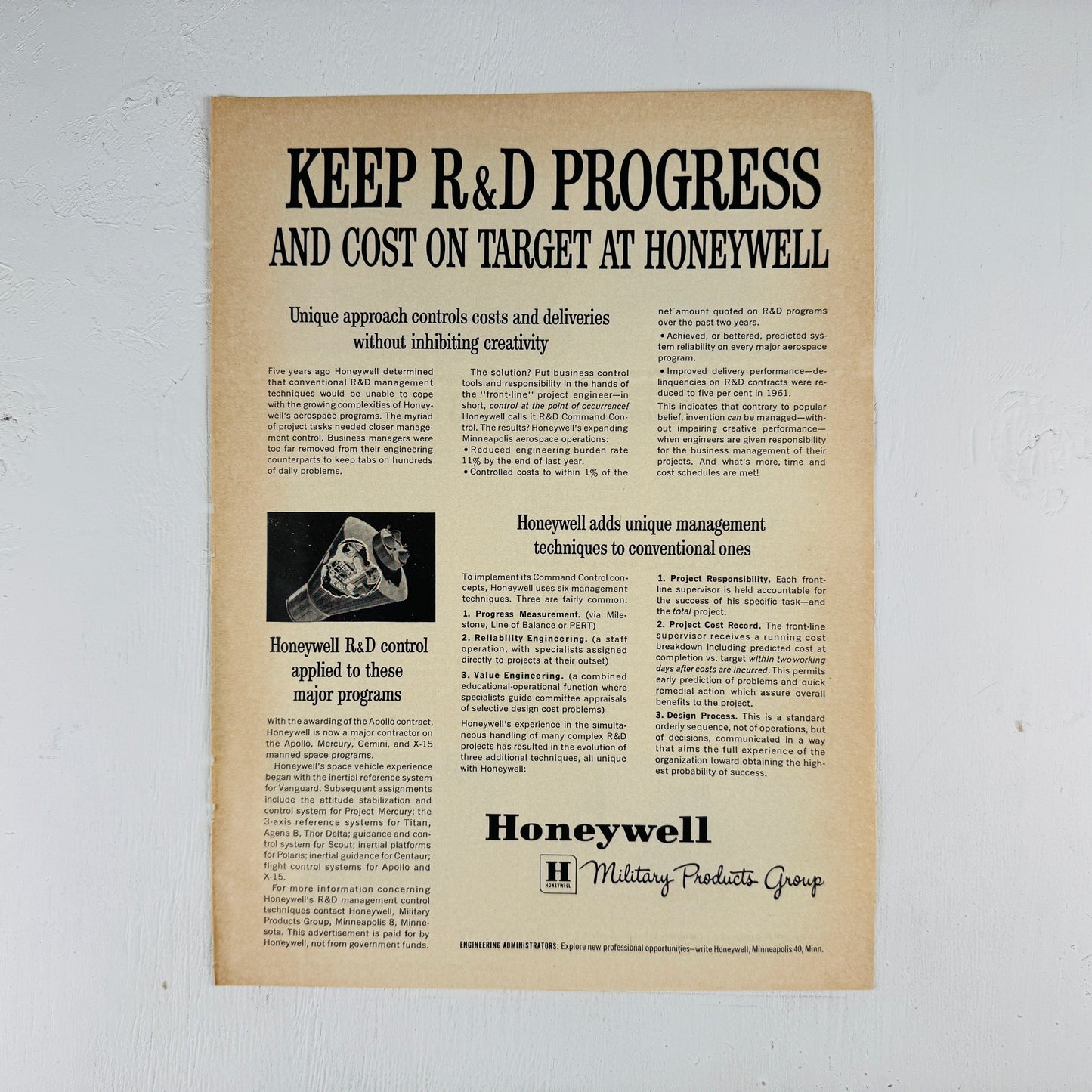 Honeywell Mercury R&D Progress