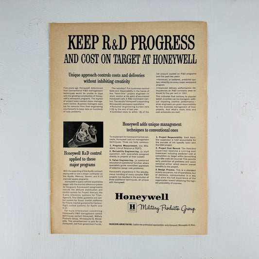 Honeywell Mercury R&D Progress