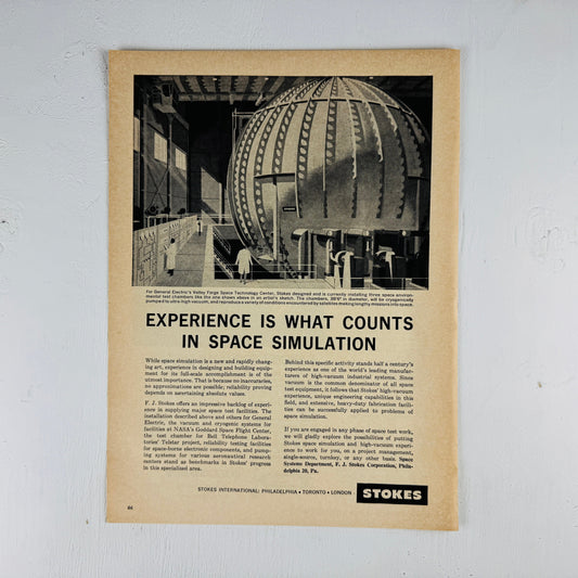 Stokes Space Simulation Chamber '60's Ad