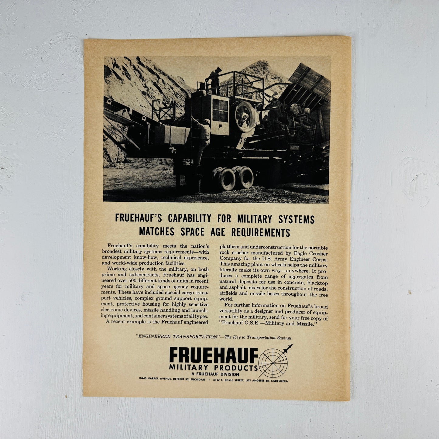 Freuhauf Military Products Space Age Requirements