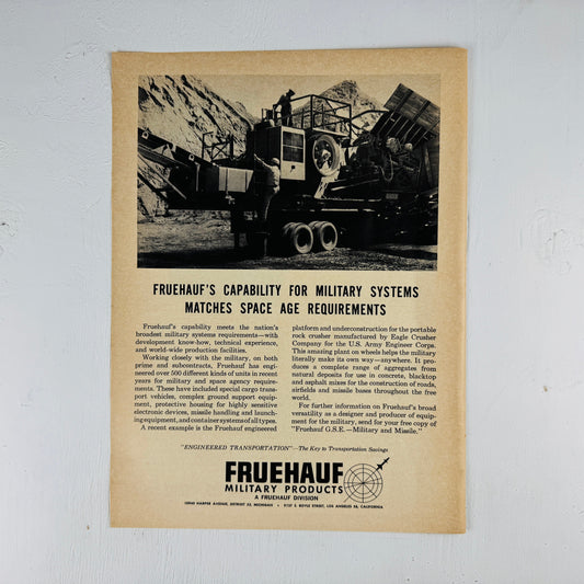 Freuhauf Military Products Space Age Requirements