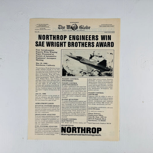 Northrop F-5 SAE Wright Brothers Award