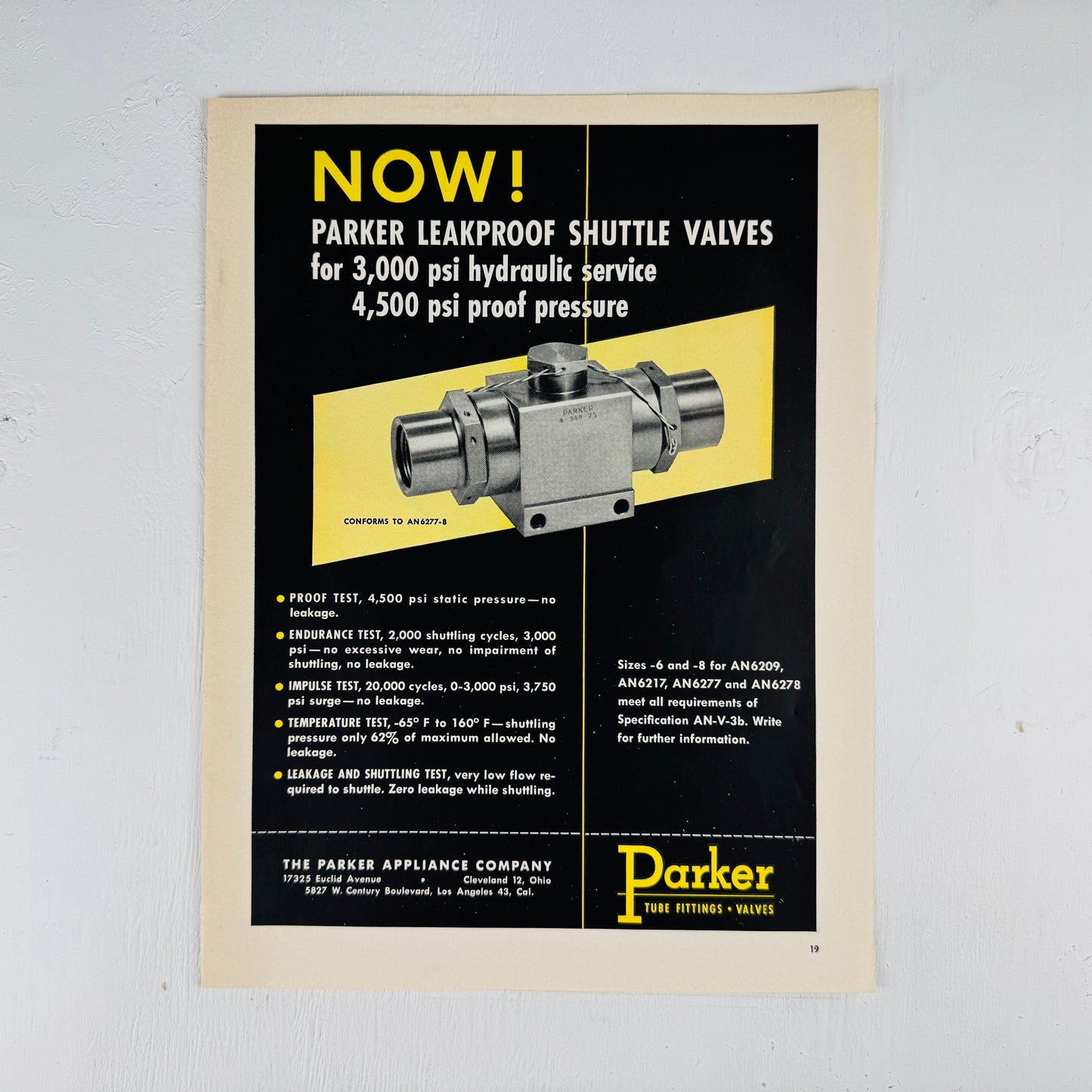 Parker Leakproof Shuttle Valves 40's Ad