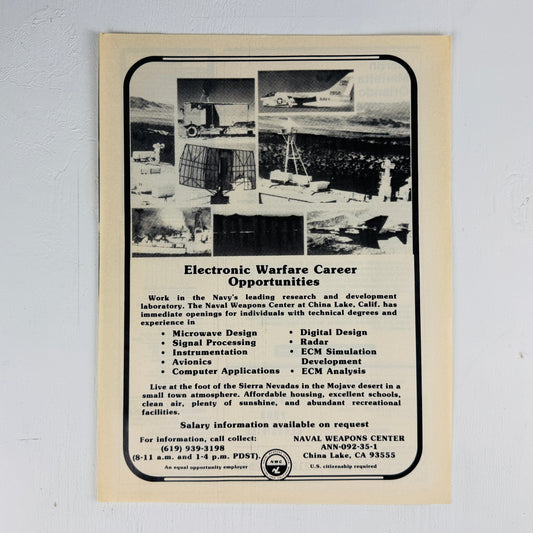 China Lake Navy Electronic Warfare Recruiting Ad